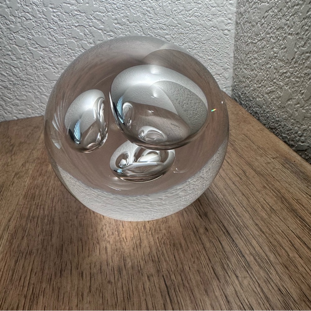 Vintage 1970’s Barbini Murano Clear Glass MCM Bubble Paperweight